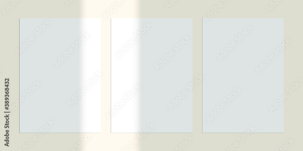 Obraz premium Vector shadow overlay effect. Transparent soft light and shadows from window. Mockup of transparent window shadow and natural lightning. 10 eps mesh.