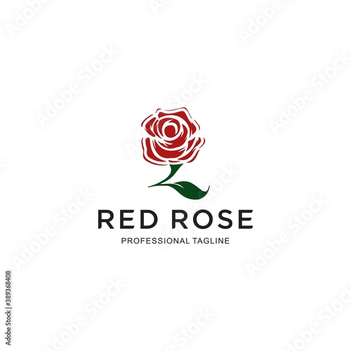 Rose flower logo design concept template vector