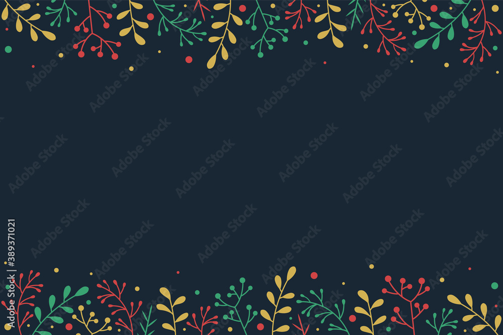Design of Christmas card with copyspace. Xmas background with mistletoe branches. Vector