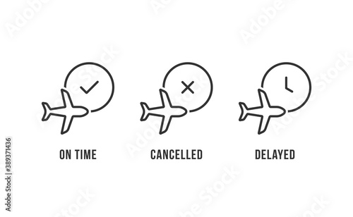 thin line three airport information icons