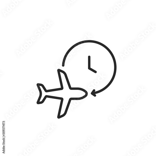 outline timer and air plane icon