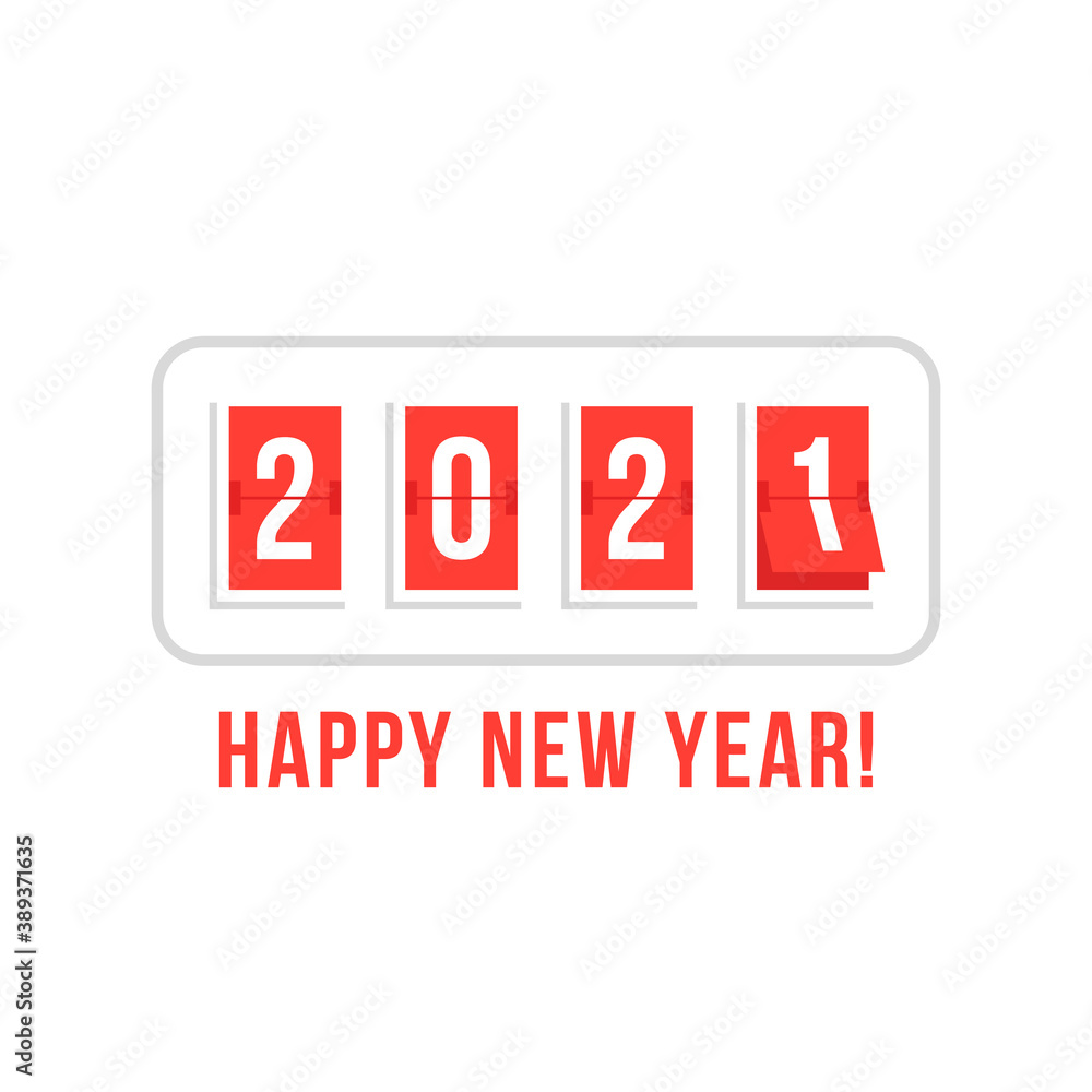 Fototapeta premium red new 2021 flip countdown icon