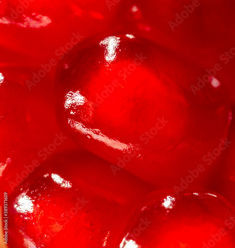 Close-up of red pomegranate berries.