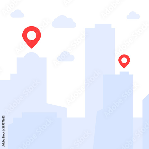 simple city landscape with geotags