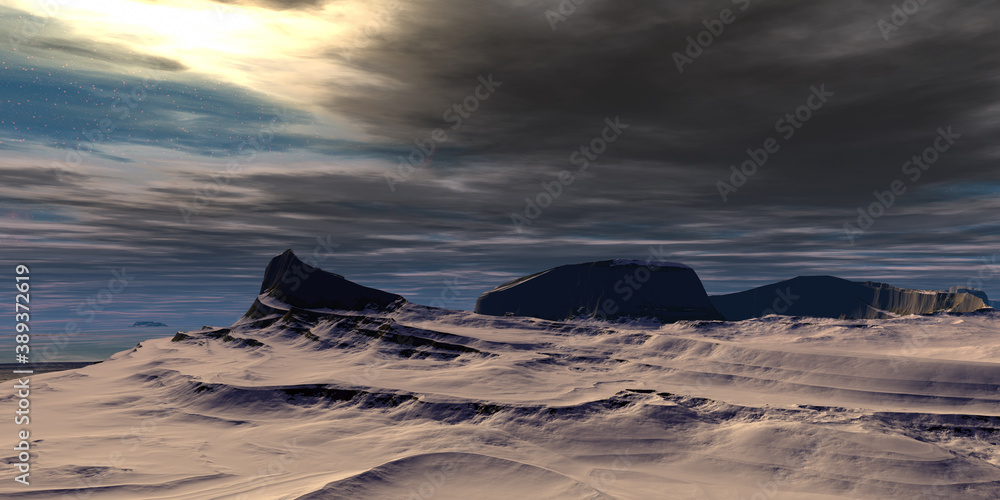 Alien Planet. Mountain. 3D rendering Alien Planet. Mountain. 3D rendering