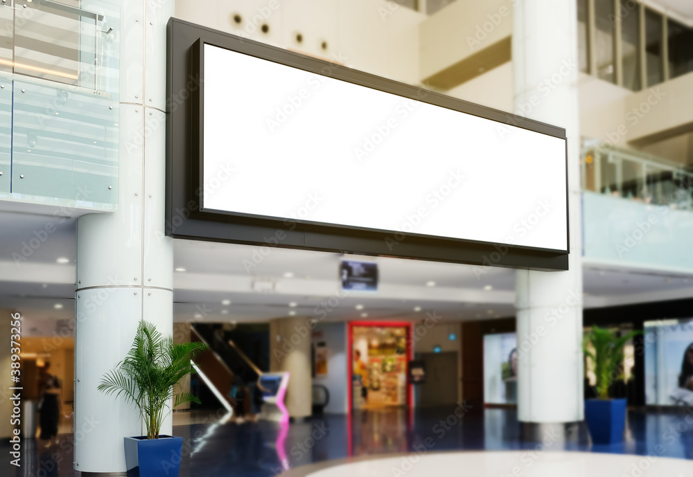 Billboard mock up inside department store. Template of an interior empty information billboard, Mock-up of a shopping mall banner placeholder and poster. Billboard mock up inside department store. Template of an interior empty information billboard, Mock-up of a shopping mall banner placeholder and poster.