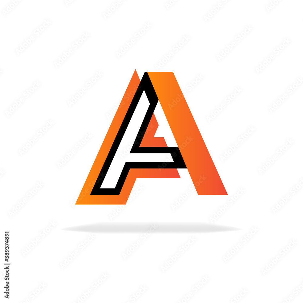 Creative A Letter Logo Design Vector with Orange and black color concept. Creative A Letter Logo Design Vector with Orange and black color concept.