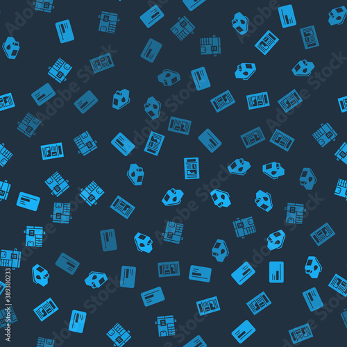 Set Business card, Printer ink cartridge, News and Copy machine on seamless pattern. Vector.