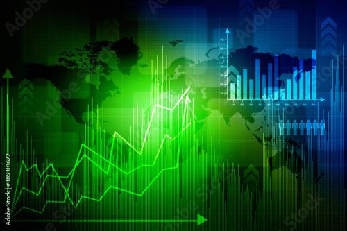 2d rendering Stock market online business concept. business Graph 