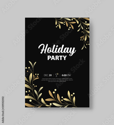 holiday party and happy new year party invitation card design template and use for poster template