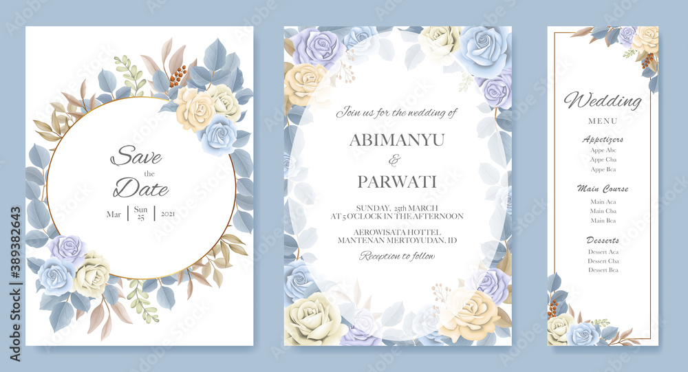 Elegant beautiful floral and wedding card