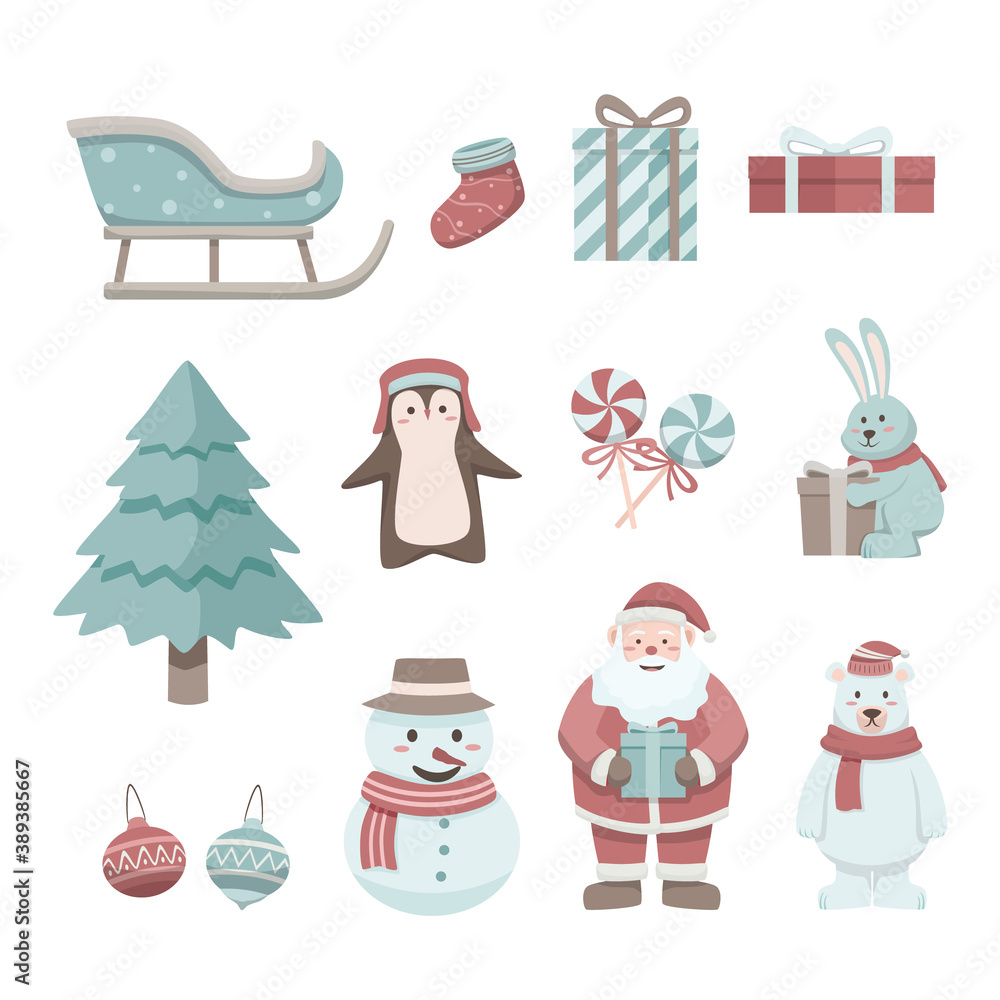 Various Christmas Elements vector illustration