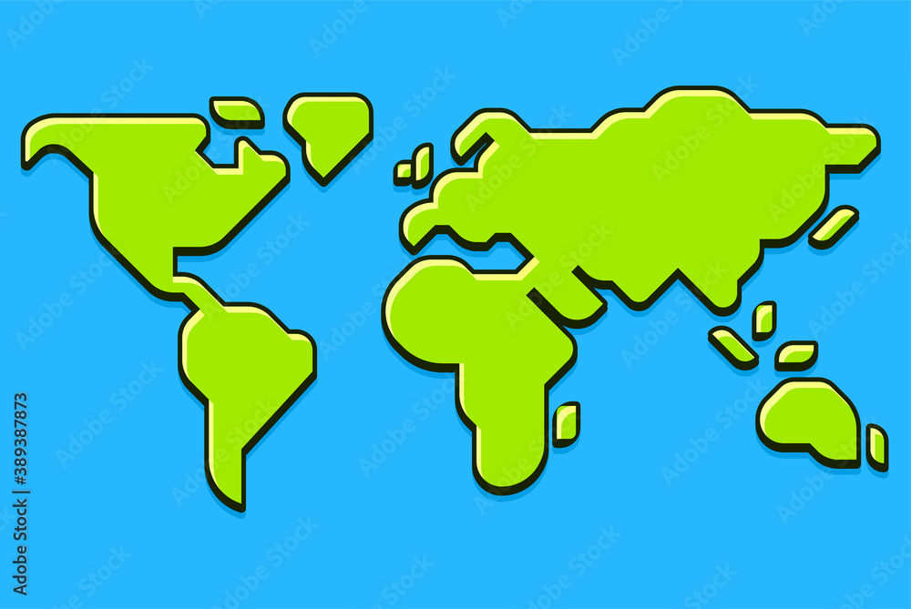 Simple cartoon style world map