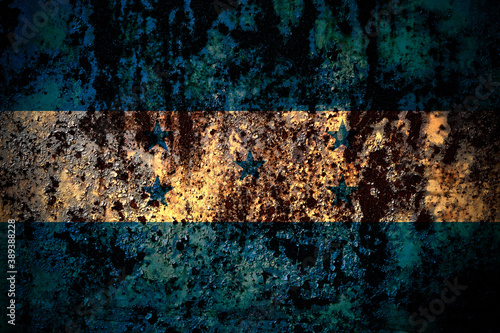 Honduras, Honduran flag on grunge metal background texture with scratches and cracks