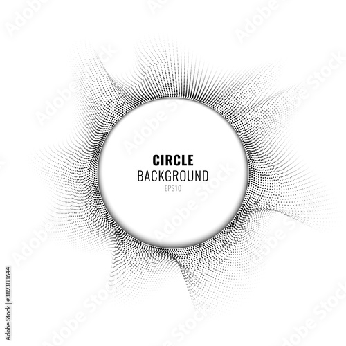 Abstract black dotted halftone style modern pattern on white background. Round circle elements distributed halftone effect. Vector illustration