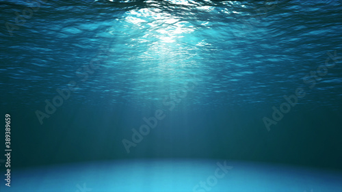 Fotografie, Obraz Dark blue ocean surface seen from underwater