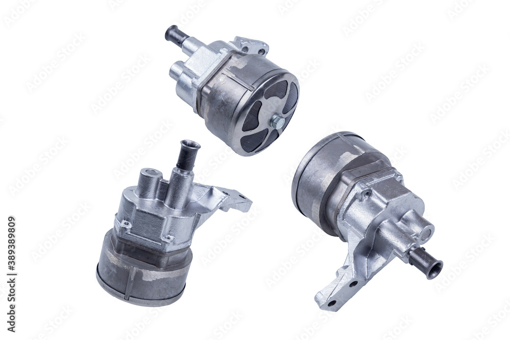 set of three new car engine oil pumps, isolated on a white background set of three new car engine oil pumps, isolated on a white background