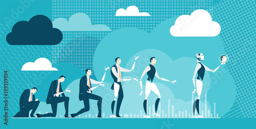 New man era of bio technology. Peoples organs get replaced with robotic, artificial parts. Human's evolution. 