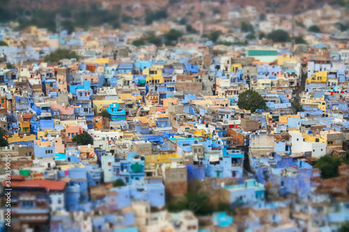 Tilt shift lens - Jodhpur ( Also blue city) is the second-largest city in the Indian state of Rajasthan and officially the second metropolitan city of the state. © Andrei Armiagov