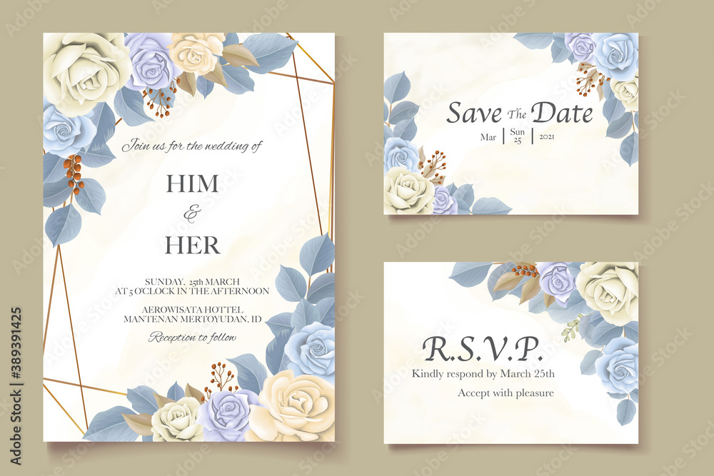 Elegant beautiful floral and wedding card