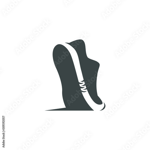 Running shoe symbol on white backdrop. Design element
