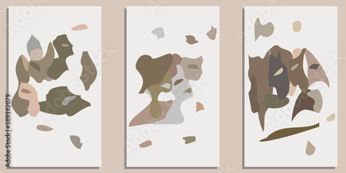 Masks, faces - owners walk pets - Abstract art composition - vector. Modern trendy vector illustration.