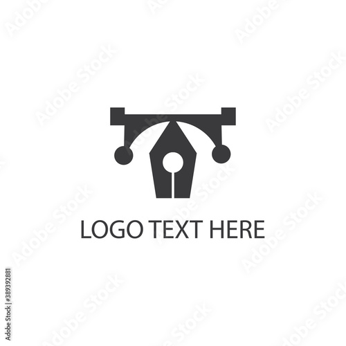 Letter t creative logo illustration, pen design template vector