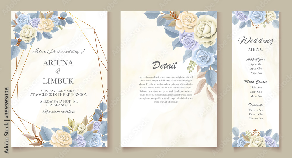 Fototapeta Elegant beautiful floral and wedding card