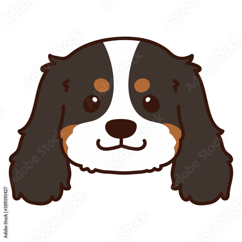 Outlined Tricolor Cavalier King Charles Spaniel Head