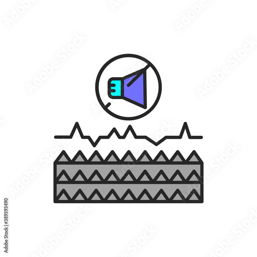 Soundproof material color line icon.