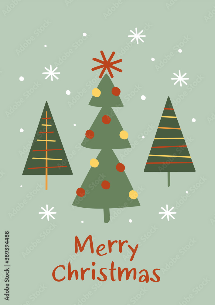 Greeting card with Christmas trees