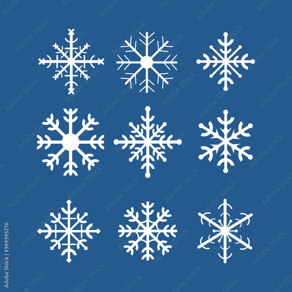 Obraz premium Winter snowflakes bundle collection flat design vector