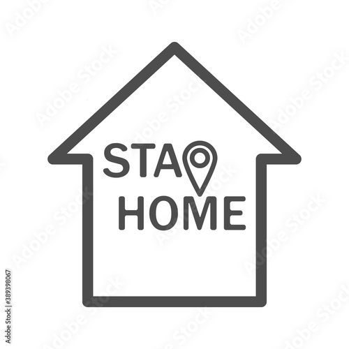Stay home symbol.Icon in support of self-isolation and staying at home. Slogan stay home with house. Covid19 sign. Flat icon Isolated on white background