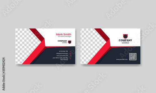 Corporate business card design, red visiting design with a modern look
