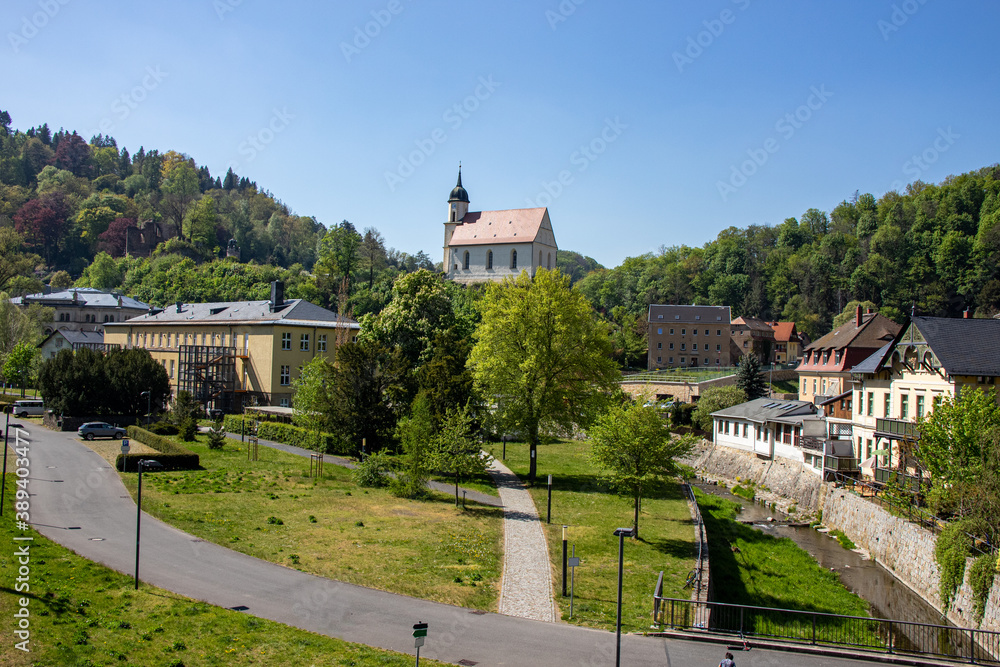 View of historical buildings in a wonderful natural setting in Tharandt near Dresden.Germany