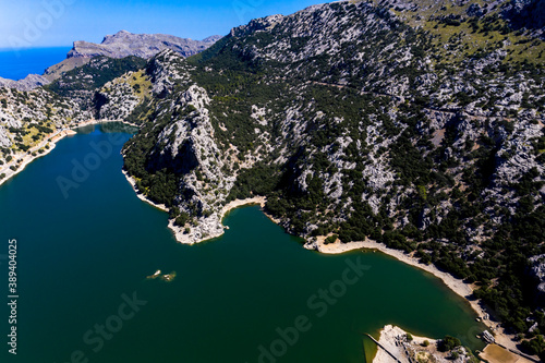 aerial view, Reservoir, Embalse de Gorg Blau, Tramuntana, Mallorca, Balearic Islands, Spain, photo