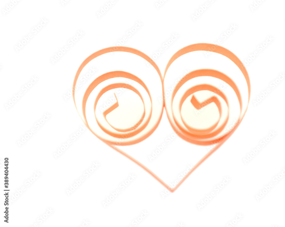 Orange quilling paper heart isolated on white Orange quilling paper heart isolated on white