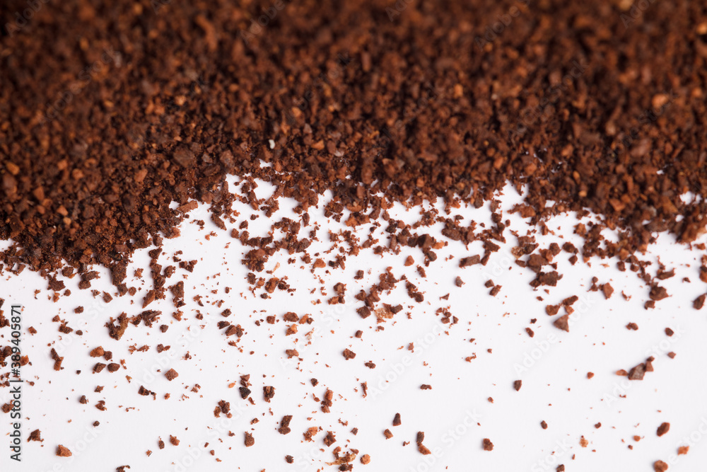 coffee powder (ground coffee), white background. coffee powder (ground coffee), white background.