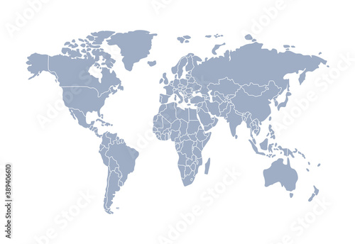 World map vector. Countries  continents of the world. Planet earth.