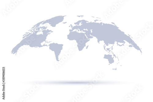 World map. Globe earth with shadow. Planet earth. Vector illustration.