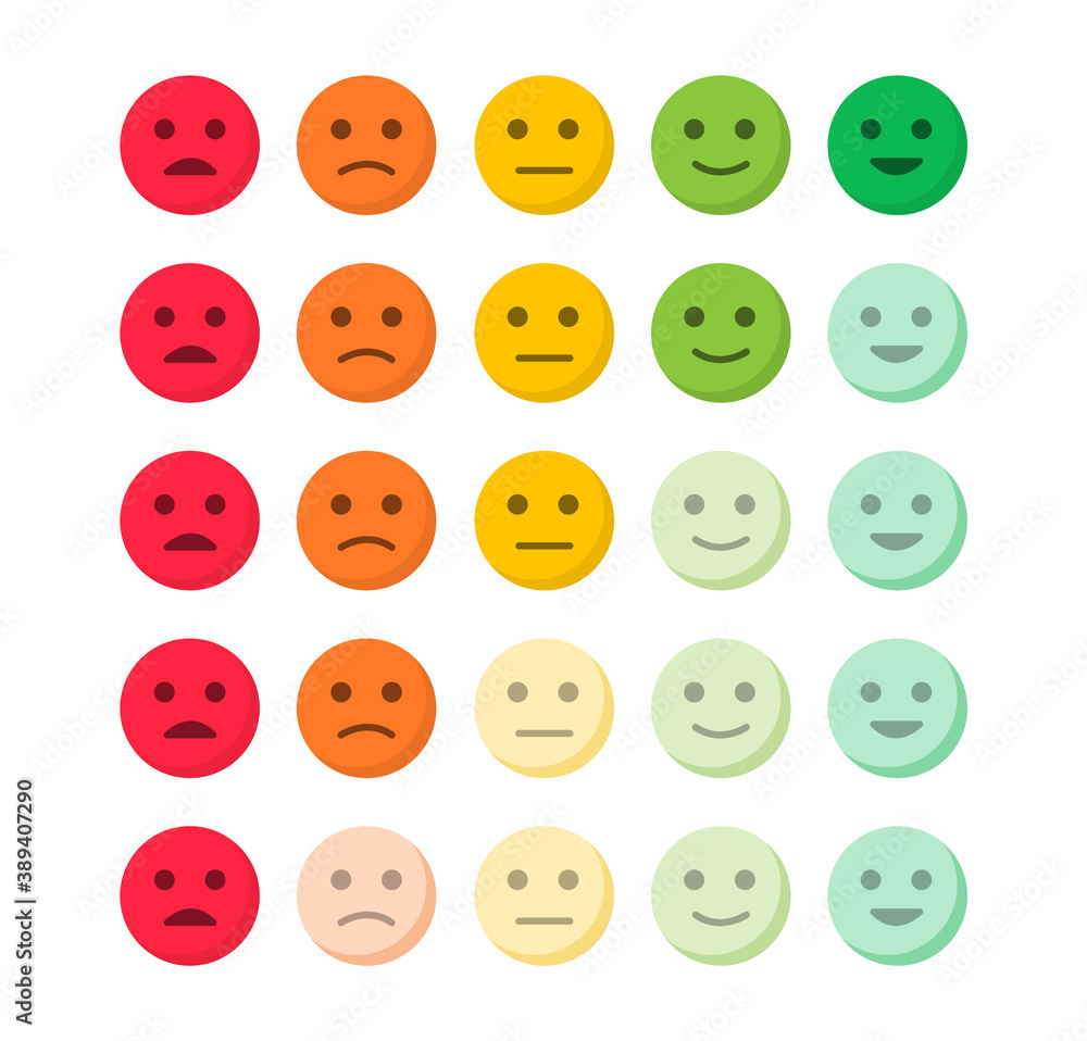 Feedback emotions. Level satisfaction. Mood scale. Emoji icons Feedback emotions. Level satisfaction. Mood scale. Emoji icons