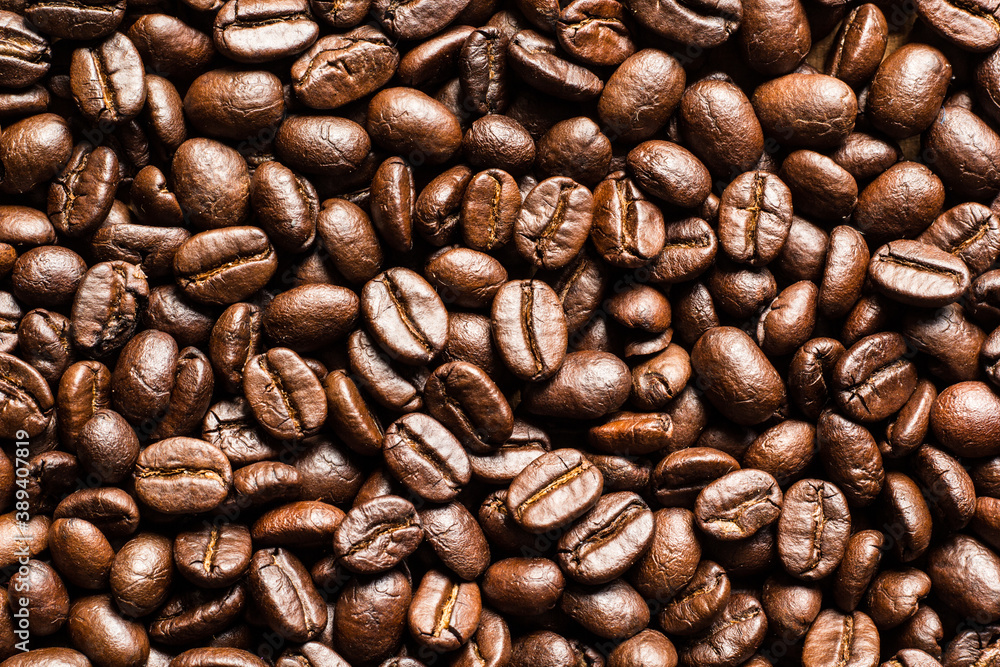 Fototapeta premium Roasted Coffee Beans background texture. 