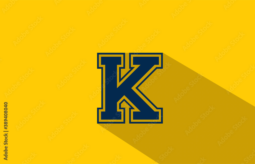 K alphabet letter logo icon in yellow blue. Simple and creative design for business and company with long shadow K alphabet letter logo icon in yellow blue. Simple and creative design for business and company with long shadow