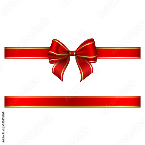 red bow and ribbon with gold edging