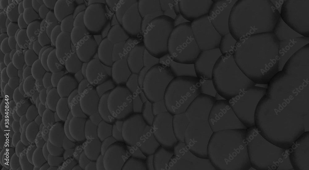 Gray reflective bubbles close together. 3d rendering. 8K.