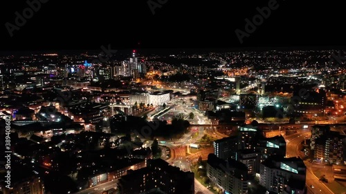 Wallpaper Mural Night time aerial footage of the the town centre of Leeds in the UK, showing the West Yorkshire British city from above in the evening Torontodigital.ca
