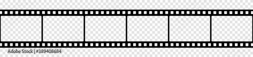Cinema video tape, a black film strip frame isolated on transparent background - stock vector