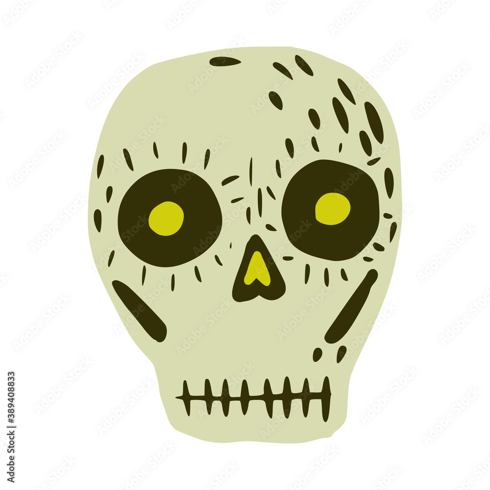 Skull isolated on white background. Simple skull for festival sketch hand drawn in style doodle. Skull isolated on white background. Simple skull for festival sketch hand drawn in style doodle.