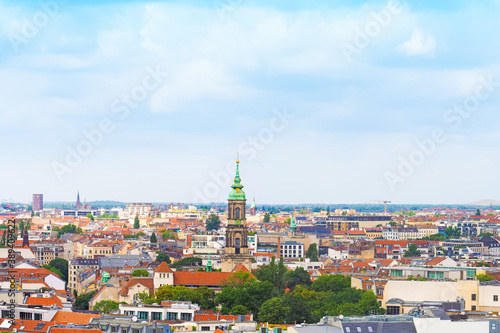Cityscape of Berlin, Germany. Aerial view of central Berlin from the top of Berliner Dom. Skyline Berlin, downtown, city scenery. Sophienkirche, Evangelical Church