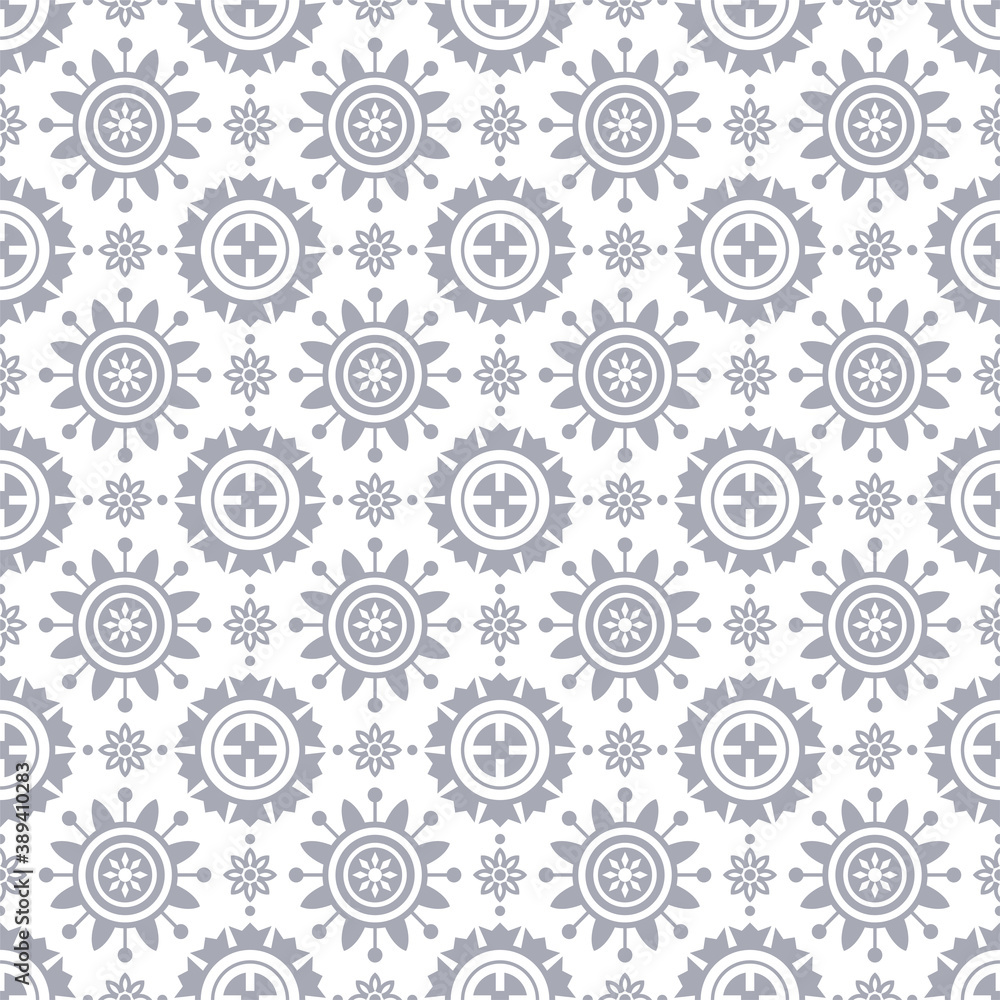 Circle on gray background. Seamless abstract pattern